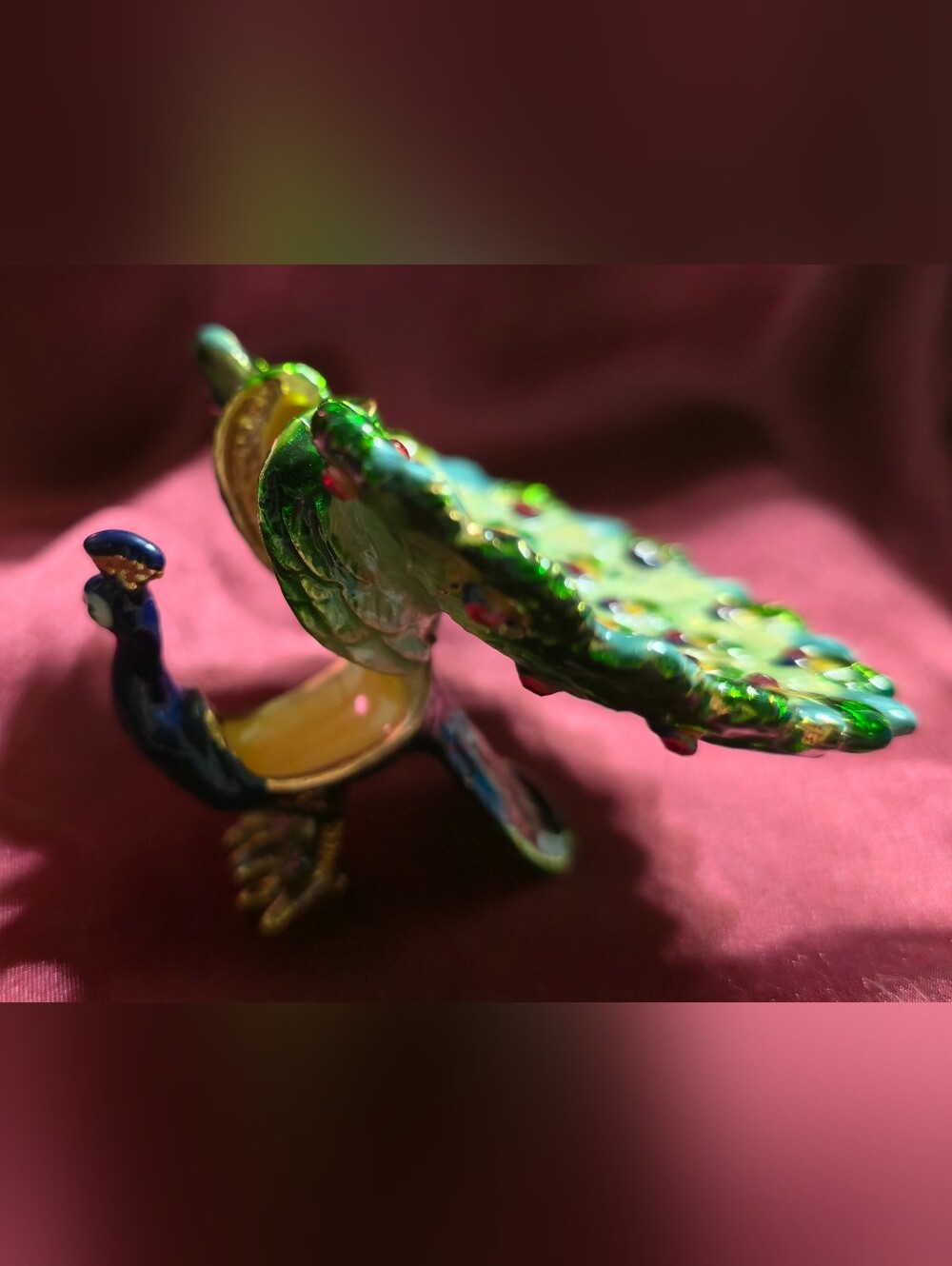 Bejeweled Enamel Peacock Trinket Box - Picture 5 of 5